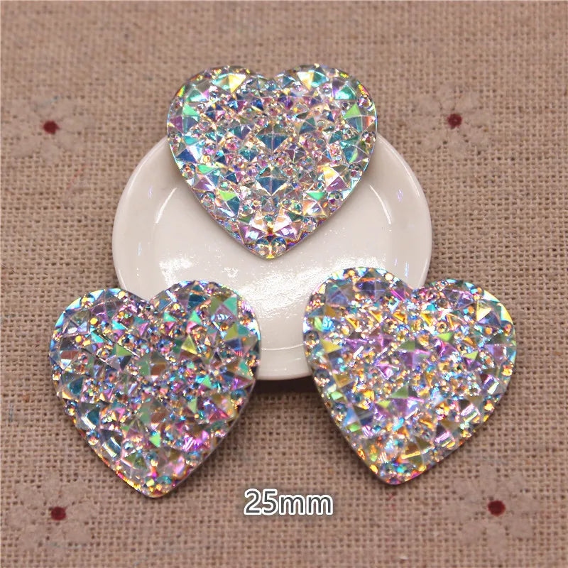 10mm-30mm Resin Heart Bling Crystal AB Rhinestone Flatback Cabochon Stone DIY Home Decoration Crafts Scrapbook Accessories