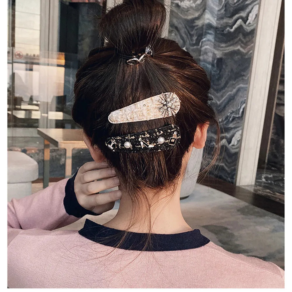 1PC Square Waterdrop Bling Crystal Hairpins Headwear for Women Girls Rhinestone Hair Clips Pins Barrette Accessories