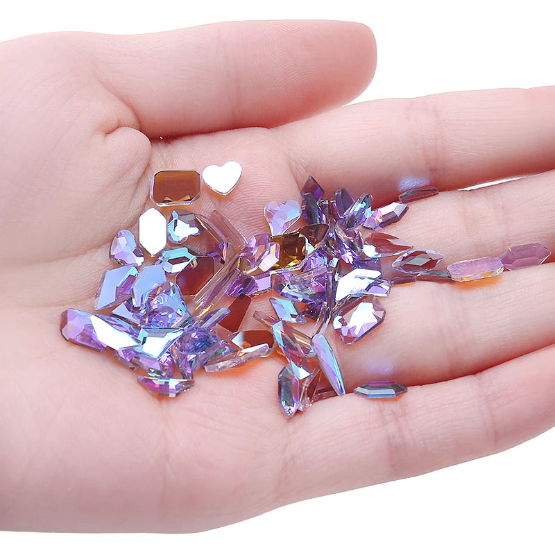 50/100pcs Photochromic Aurora Rhinestones Nail Art Decoration Mixed-shape Crystal Drop Parts Nails Accessories Bling Nail Decor