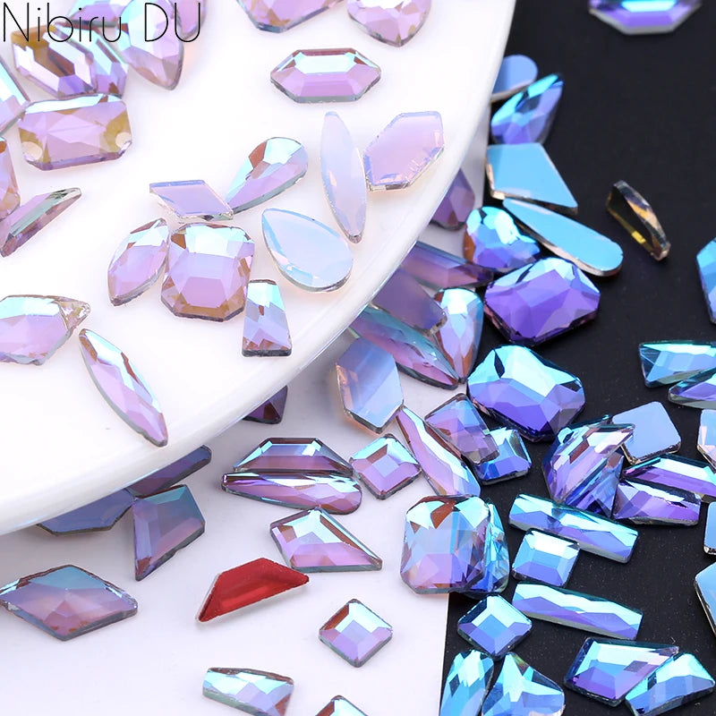 50/100pcs Photochromic Aurora Rhinestones Nail Art Decoration Mixed-shape Crystal Drop Parts Nails Accessories Bling Nail Decor