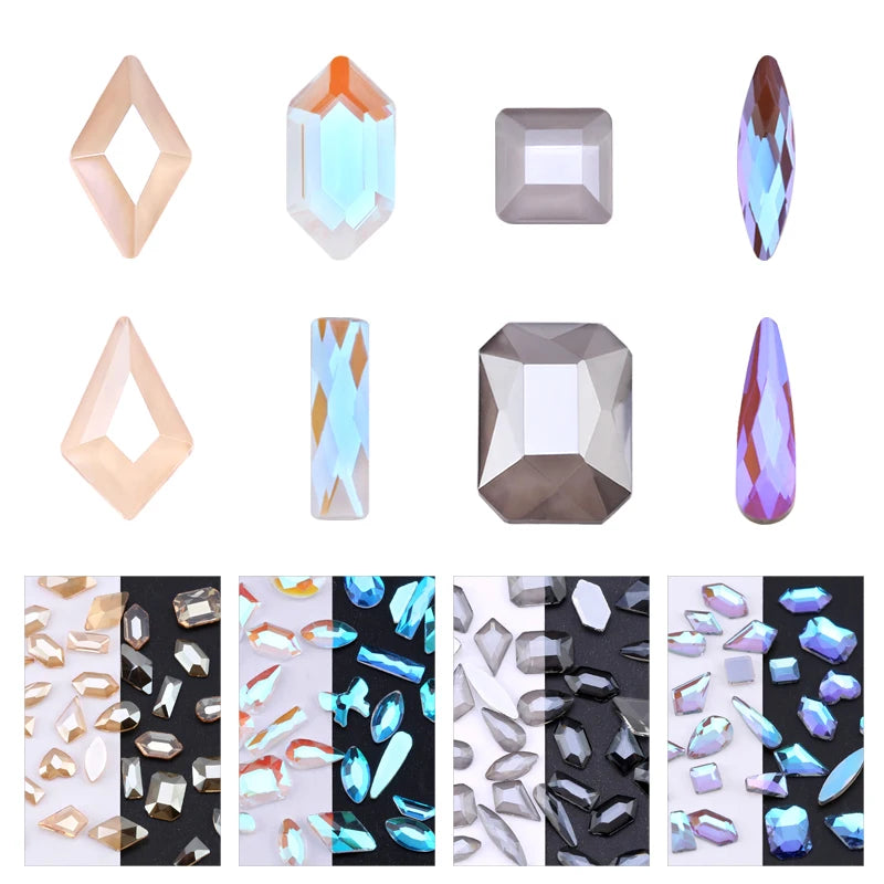 50/100pcs Photochromic Aurora Rhinestones Nail Art Decoration Mixed-shape Crystal Drop Parts Nails Accessories Bling Nail Decor