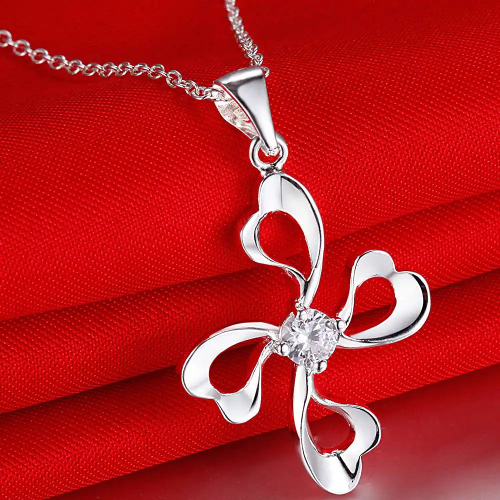 flower shape bling crystal wholesale silver plated Necklace New Sale silver necklaces & pendants /SSNNKNXE JRDXZMYV