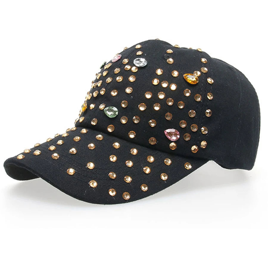 Bling Water Wave Point Manual Drill Baseball Caps Cool Beautiful Girls Diamond Hats High Quality Hot Sale SY326