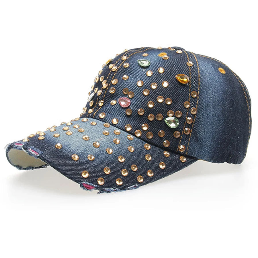 Bling Water Wave Point Manual Drill Baseball Caps Cool Beautiful Girls Diamond Hats High Quality Hot Sale SY326