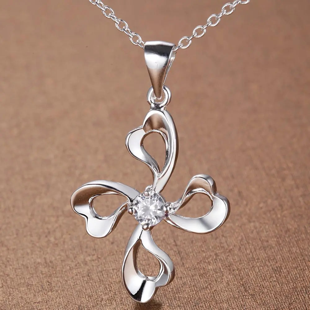 flower shape bling crystal wholesale silver plated Necklace New Sale silver necklaces & pendants /SSNNKNXE JRDXZMYV