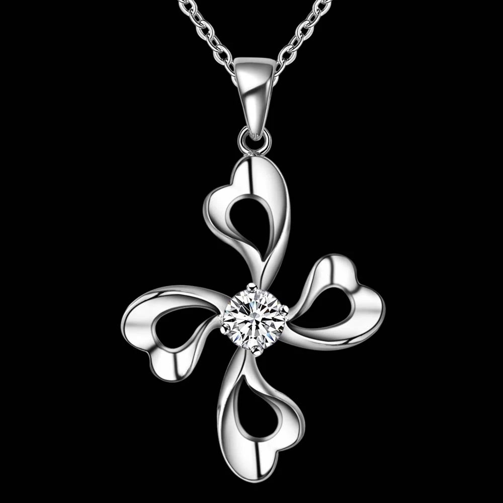 flower shape bling crystal wholesale silver plated Necklace New Sale silver necklaces & pendants /SSNNKNXE JRDXZMYV