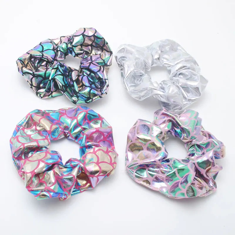 6Pieces Glitter Bling Metalic Large Hair Scrunchies Women Dancing Bun Hair Ties Holder Ropes For Women Hair Accessories