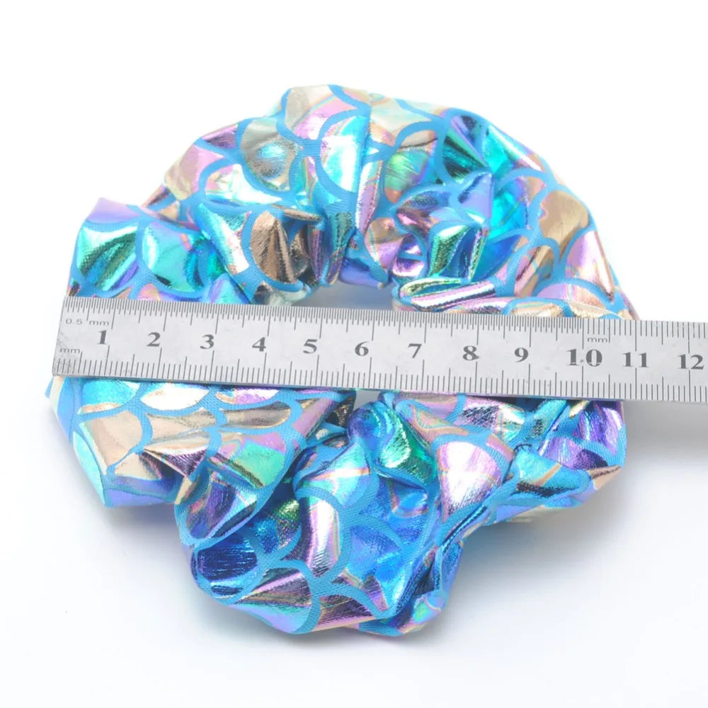 6Pieces Glitter Bling Metalic Large Hair Scrunchies Women Dancing Bun Hair Ties Holder Ropes For Women Hair Accessories