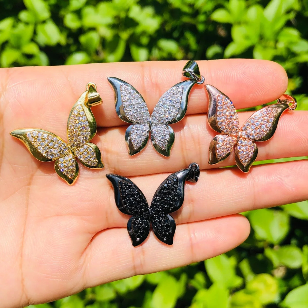 5pcs Butterfly Charm for Women Bracelet Bling Cubic Zirconia Pave Trendy Pendant for Necklace Jewelry Making Accessory Wholesale