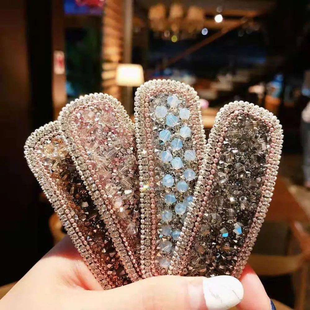 1PC Ins Square Waterdrop Bling Crystal Hairpins Headwear for Women Girls Rhinestone Hair Clips Pins Barrette Hair Accessories