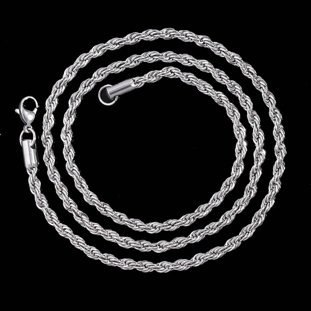 Hip Hop Men Women Iced Out Cuban Link Chains Letter Necklace Bling Cuban CZ Stainless steel Rope Chain Necklace Fashion Jewelry