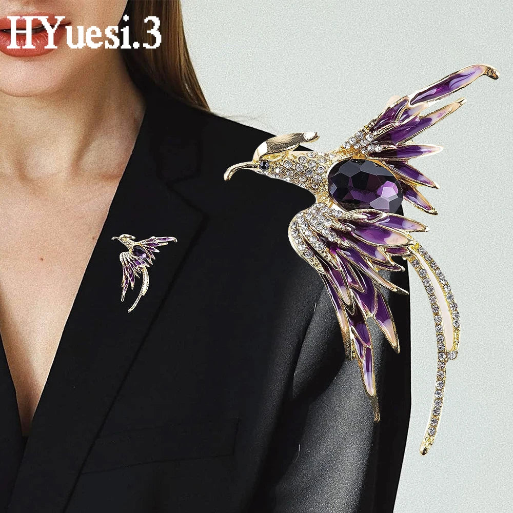 Fashion Rhinestone Phoenix Brooches Bling Bling Crystal Animal Shaped Brooch Pins For Women Ladies Clothing Accessories