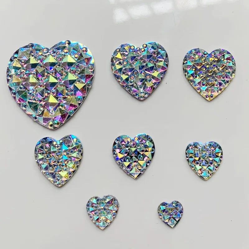 All sizes Bling AB New Design Resin Rhinestone applique Heart Flatback Cabochon DIY Craft Scrapbooking Accessories HE18