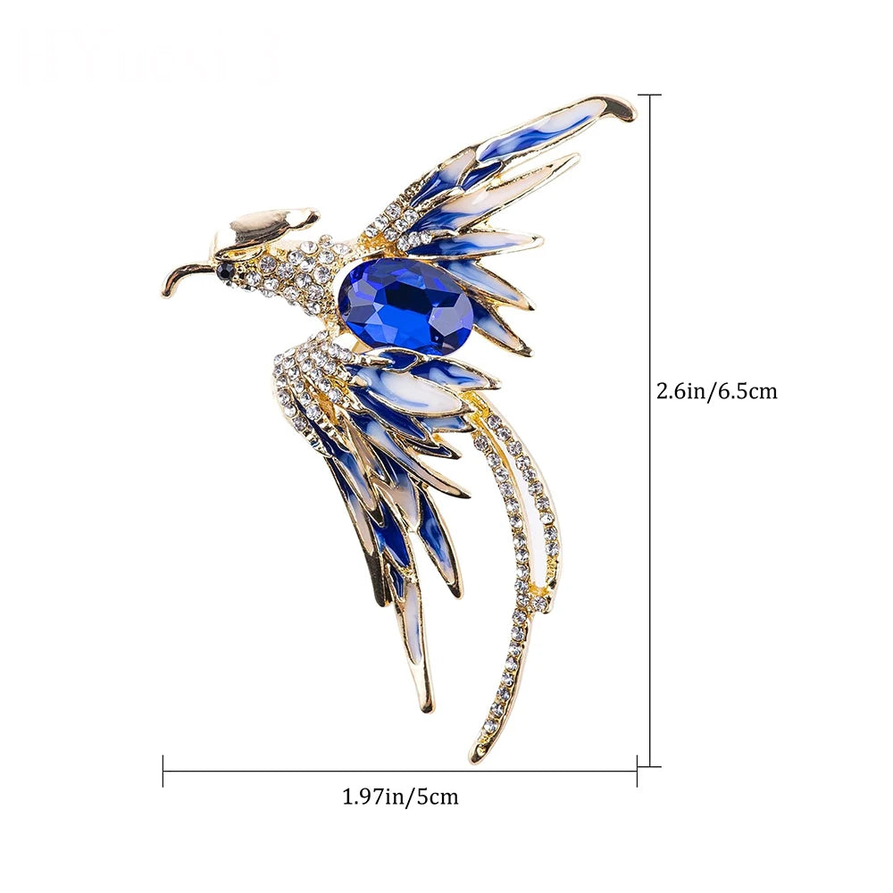 Fashion Rhinestone Phoenix Brooches Bling Bling Crystal Animal Shaped Brooch Pins For Women Ladies Clothing Accessories