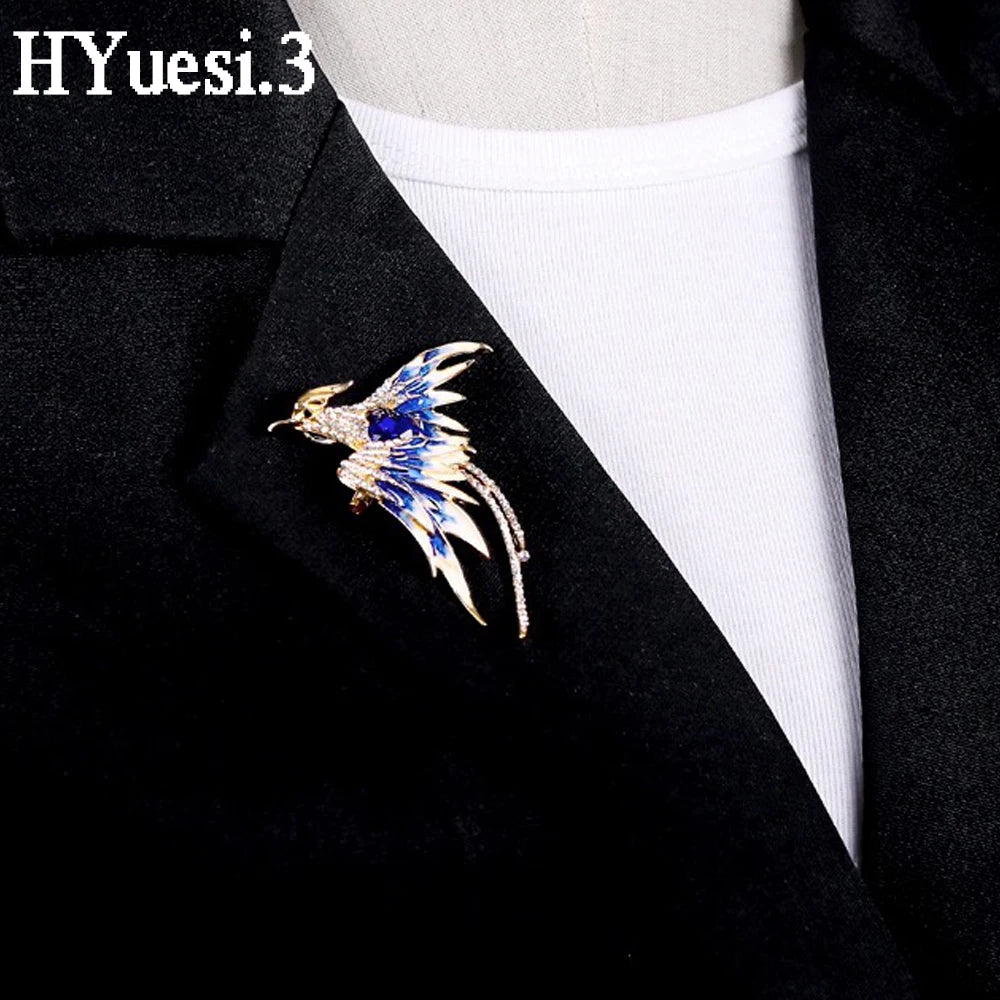 Fashion Rhinestone Phoenix Brooches Bling Bling Crystal Animal Shaped Brooch Pins For Women Ladies Clothing Accessories