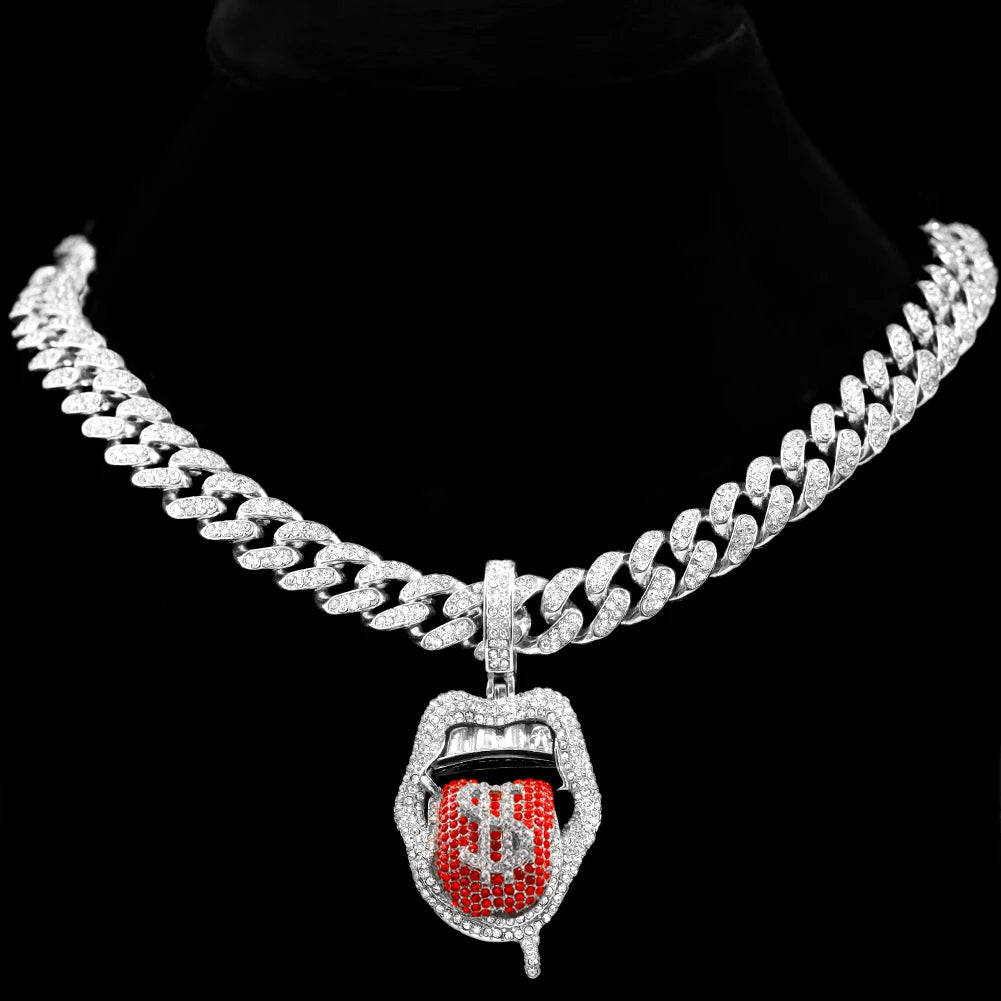 HipHop Iced Out Cuban Link Chains for Men Women Necklace Bling Cuban CZ Stainless steel Chain Necklace Pendant Wholesale Jewelry