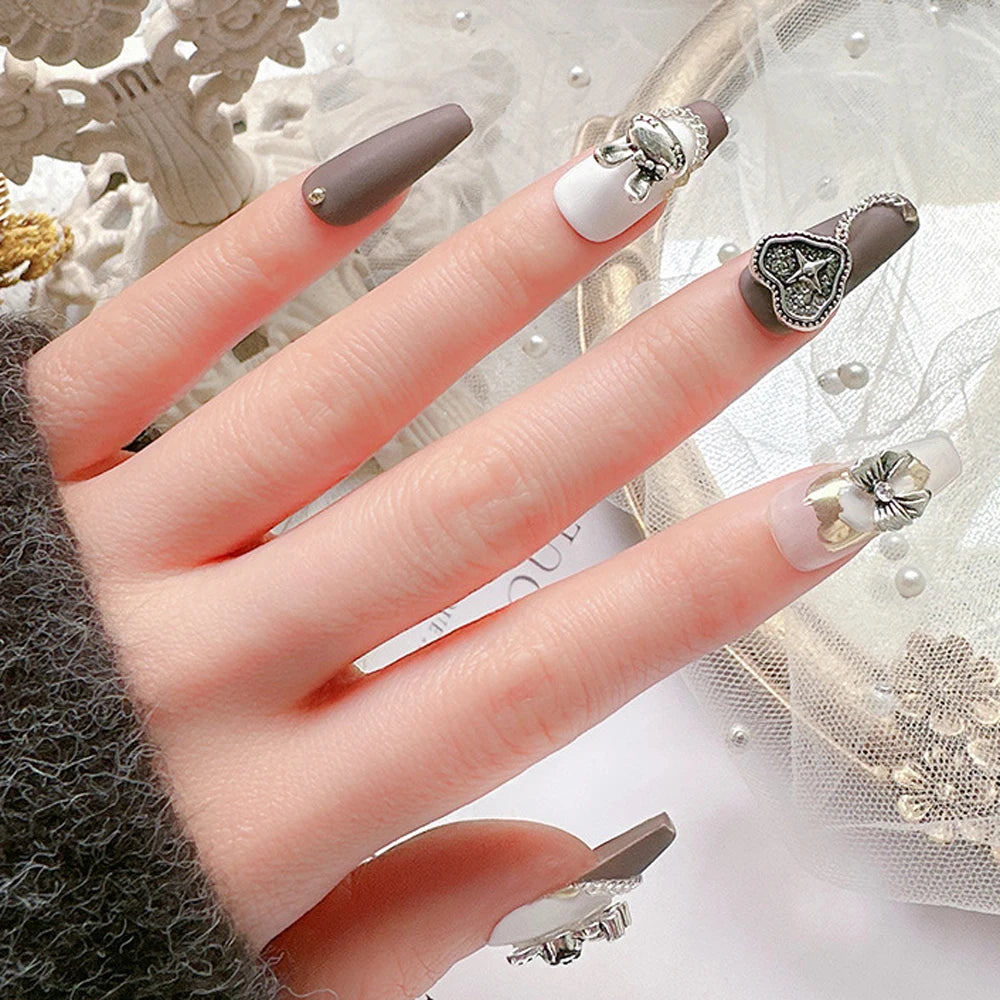 10pcs 3D New Punk Bunny Nail Charms 3D Bling Glitter Design Heart Bunny Alloy Nail Decoration DIY Kawaii Manicure Accessories