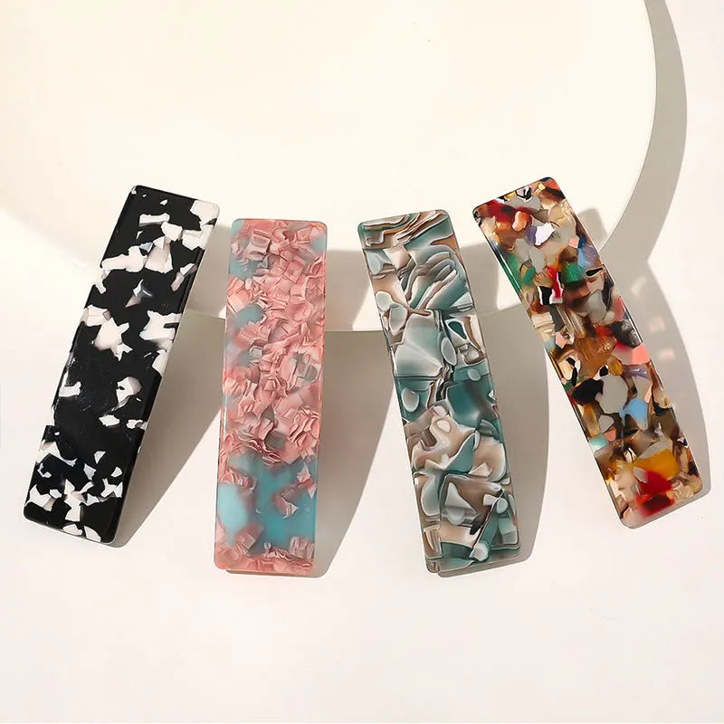 Women Bling Glitter Hairpins Square Geometric Leopard Marble Acetate Colorful Barrettes Hair Clips Hairgrips Hair Accessories