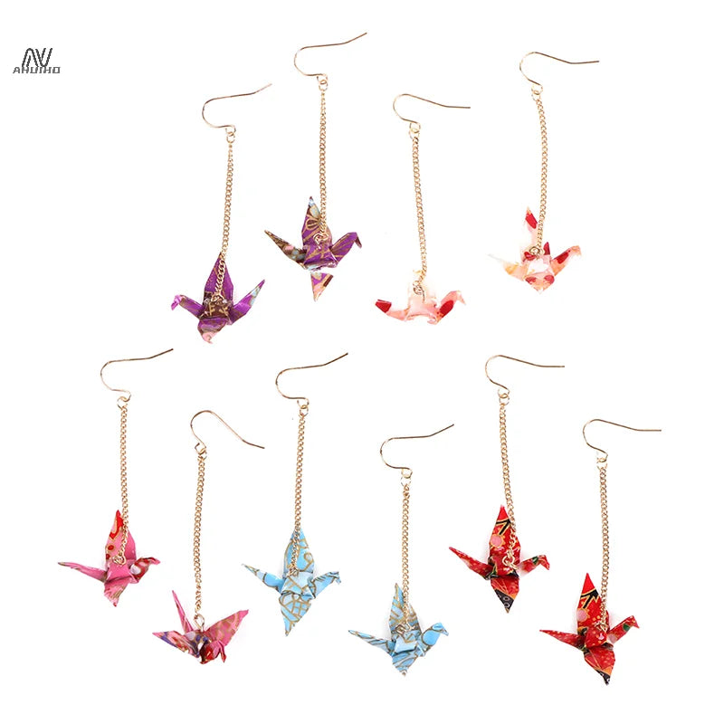 1 Pair Of Earrings Origami blings Bird Cranes Paper Earrings Red Romantic Crane Pendant Trendy Jewelry For Women Accessorie