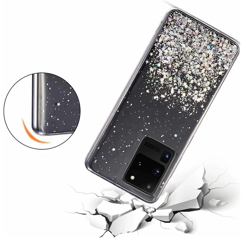 Bling Glitter Soft Phone Case For Samsung Galaxy S20 Ultra 5G G988F G988 Silicon Soft Back Cover For Samsung S20 Ultra TLE Capa