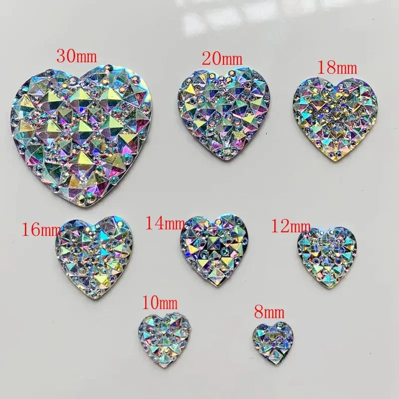 All sizes Bling AB New Design Resin Rhinestone applique Heart Flatback Cabochon DIY Craft Scrapbooking Accessories HE18