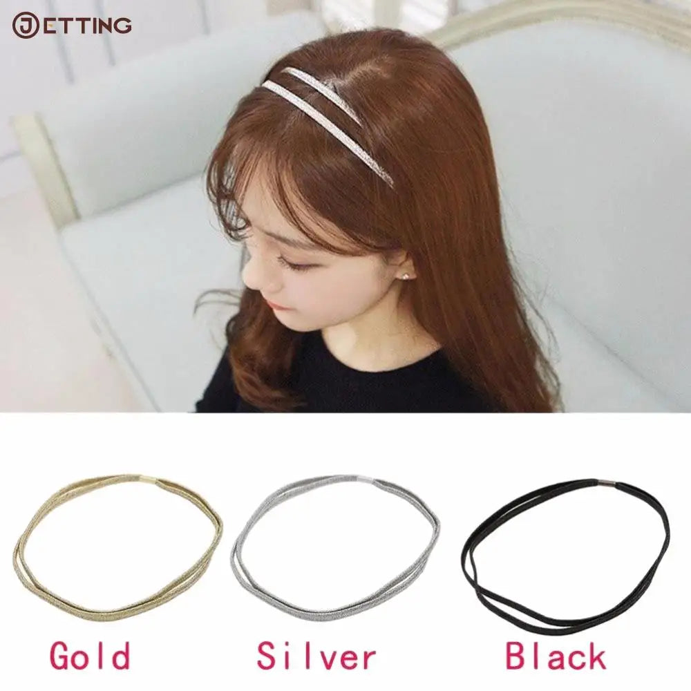 Fashion Glitter Elastic Double Headband Bling Headband Girls Hair Hoop Women Hair Accessories Wholesale