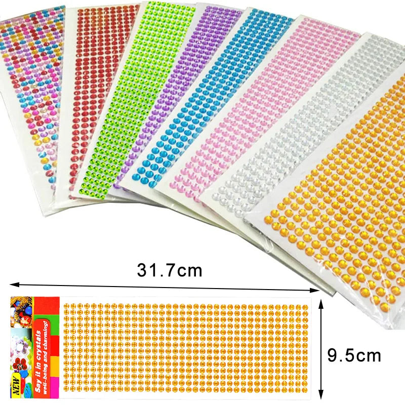 900/504Pcs Bling Acrylic Rhinestone Sticker Sheet Gem Diamond Self Adhesive Scrapbooking Embellishments DIY Crafts Wedding Décor