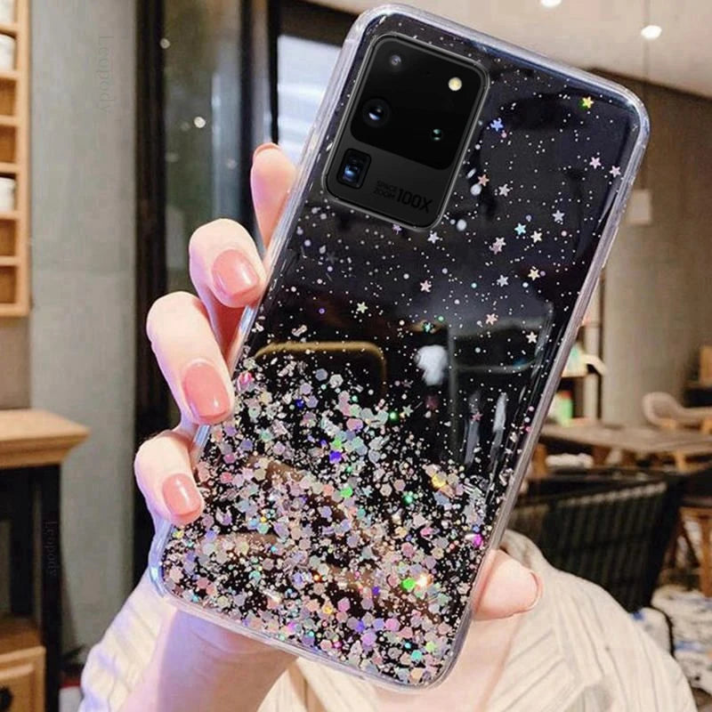 Bling Glitter Soft Phone Case For Samsung Galaxy S20 Ultra 5G G988F G988 Silicon Soft Back Cover For Samsung S20 Ultra TLE Capa