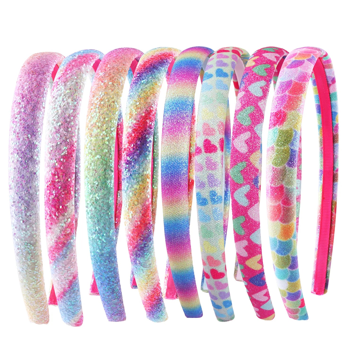 Glitter Headbands Sparkly Hair Bands Cute Rainbow Hairbands Children Head Bands Bling Hair Hoops Kids Sparkle Hair Accessories